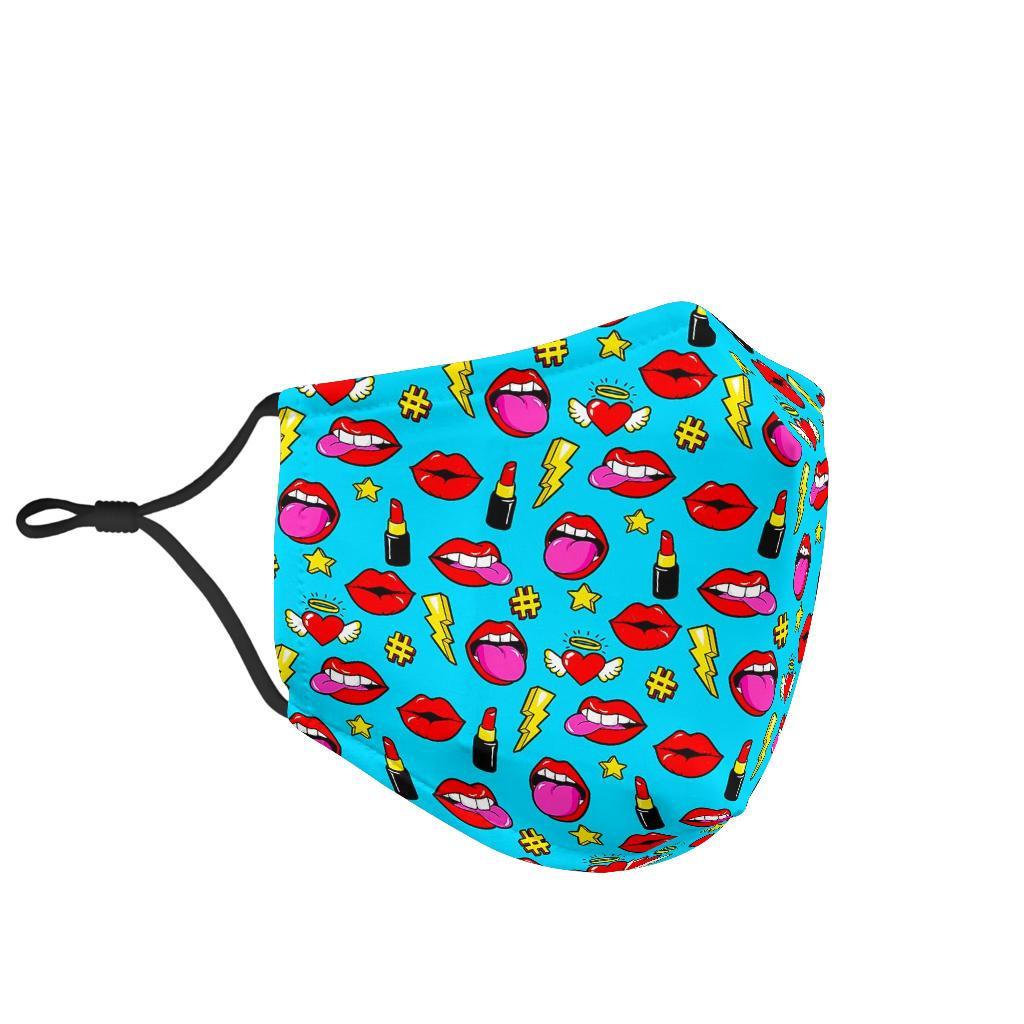 Red Lips Lipstick Pattern Print Face Mask-grizzshop