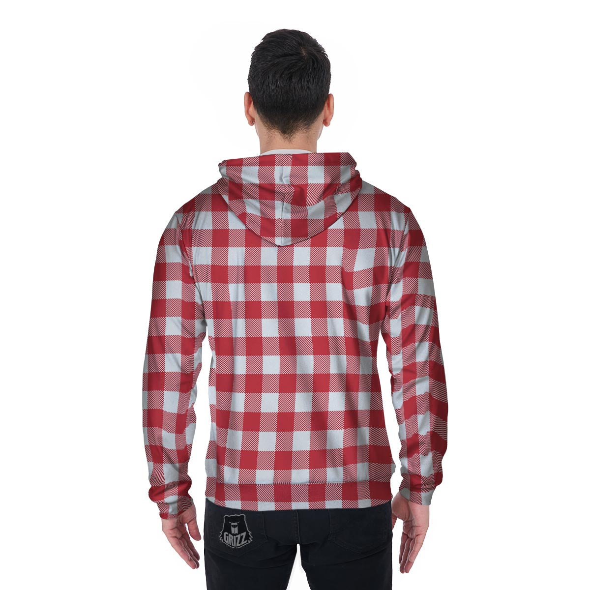 Red Lumberjack Men's Zip Up Hoodie-grizzshop