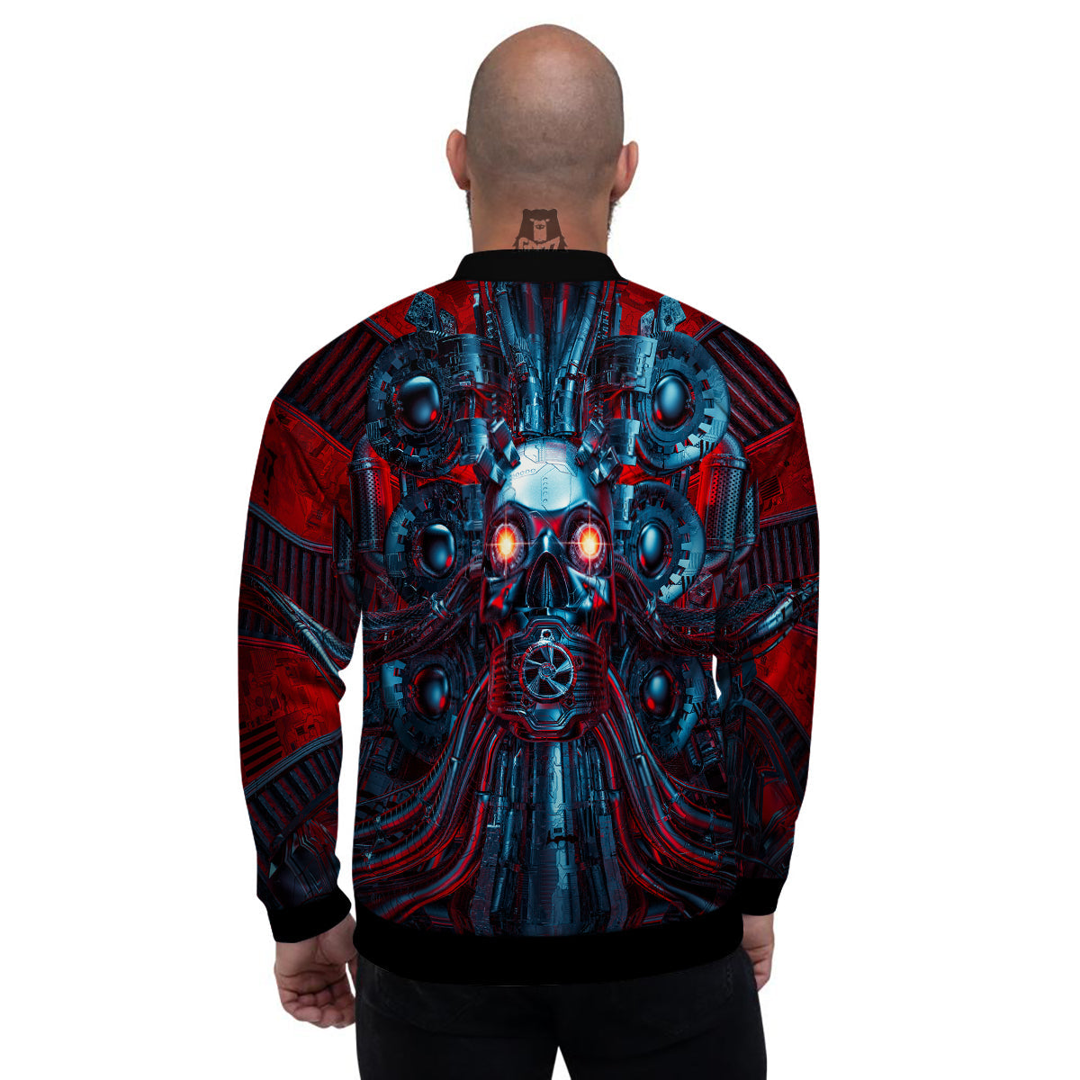 Red Machine Robot Print Men's Bomber Jacket-grizzshop