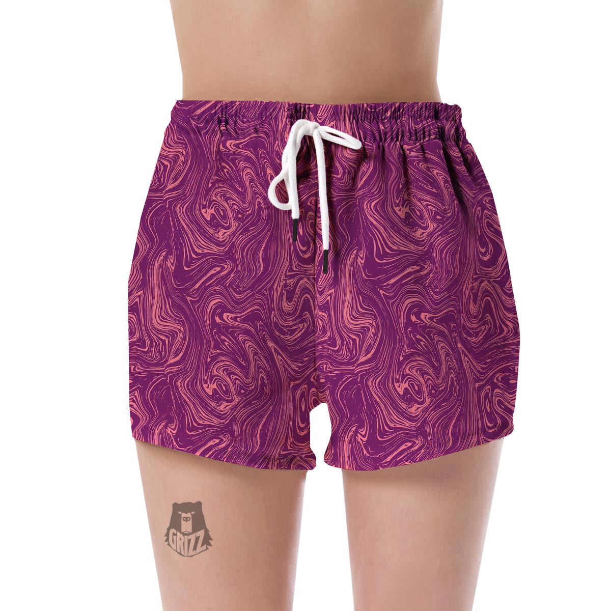 Red Marble Pattern Print Women's Shorts-grizzshop