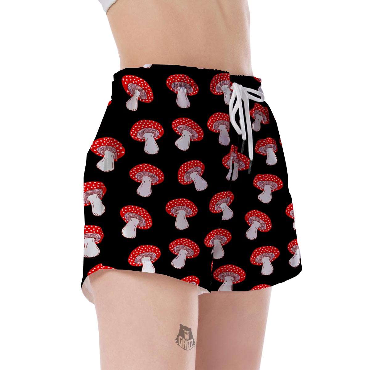 Red Mushroom Dot Print Pattern Women's Shorts-grizzshop