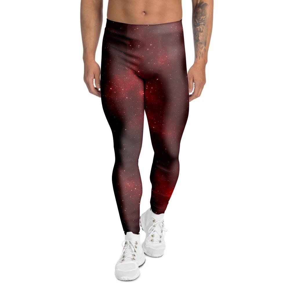 Red Nebula Galaxy Space Men's Leggings-grizzshop
