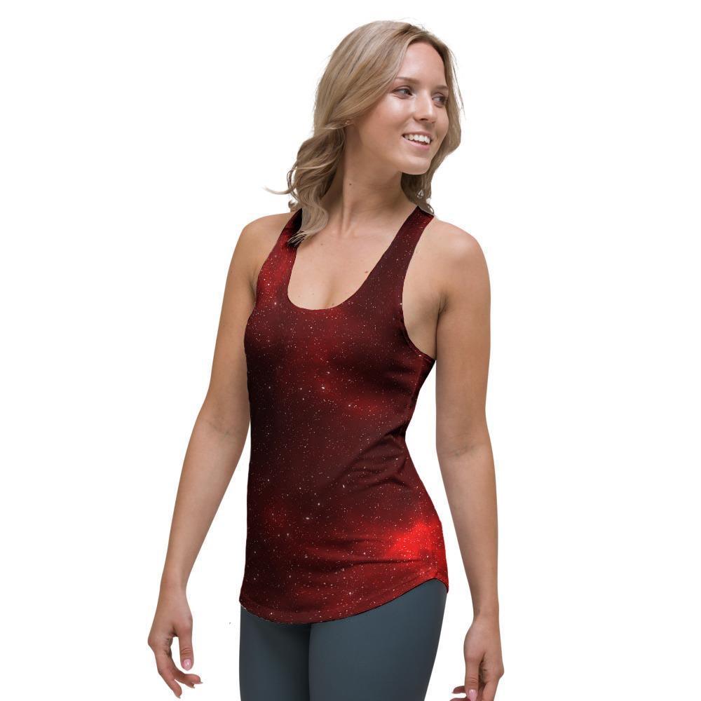 Red Nebula Galaxy Space Women's Racerback Tank Top-grizzshop