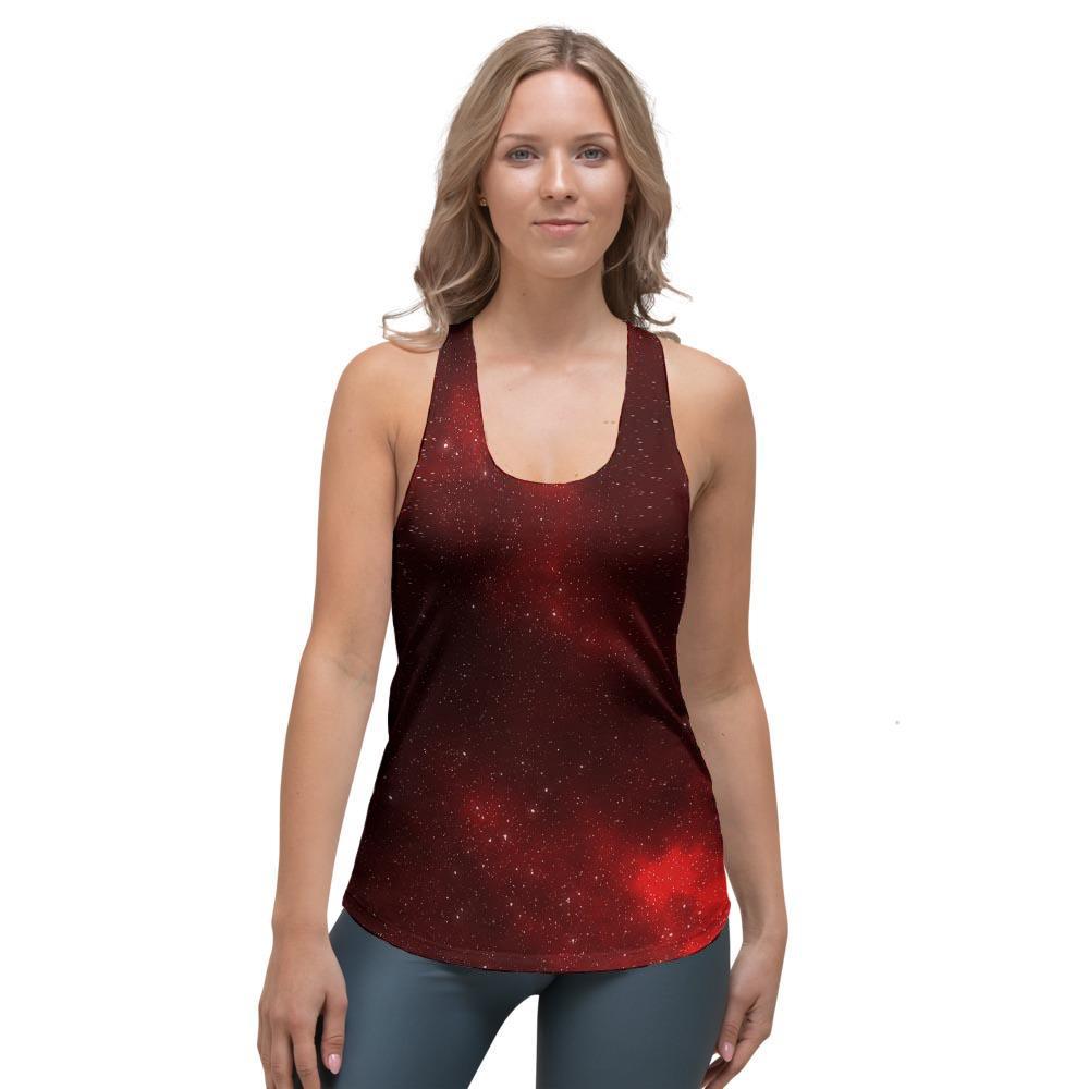 Red Nebula Galaxy Space Women's Racerback Tank Top-grizzshop