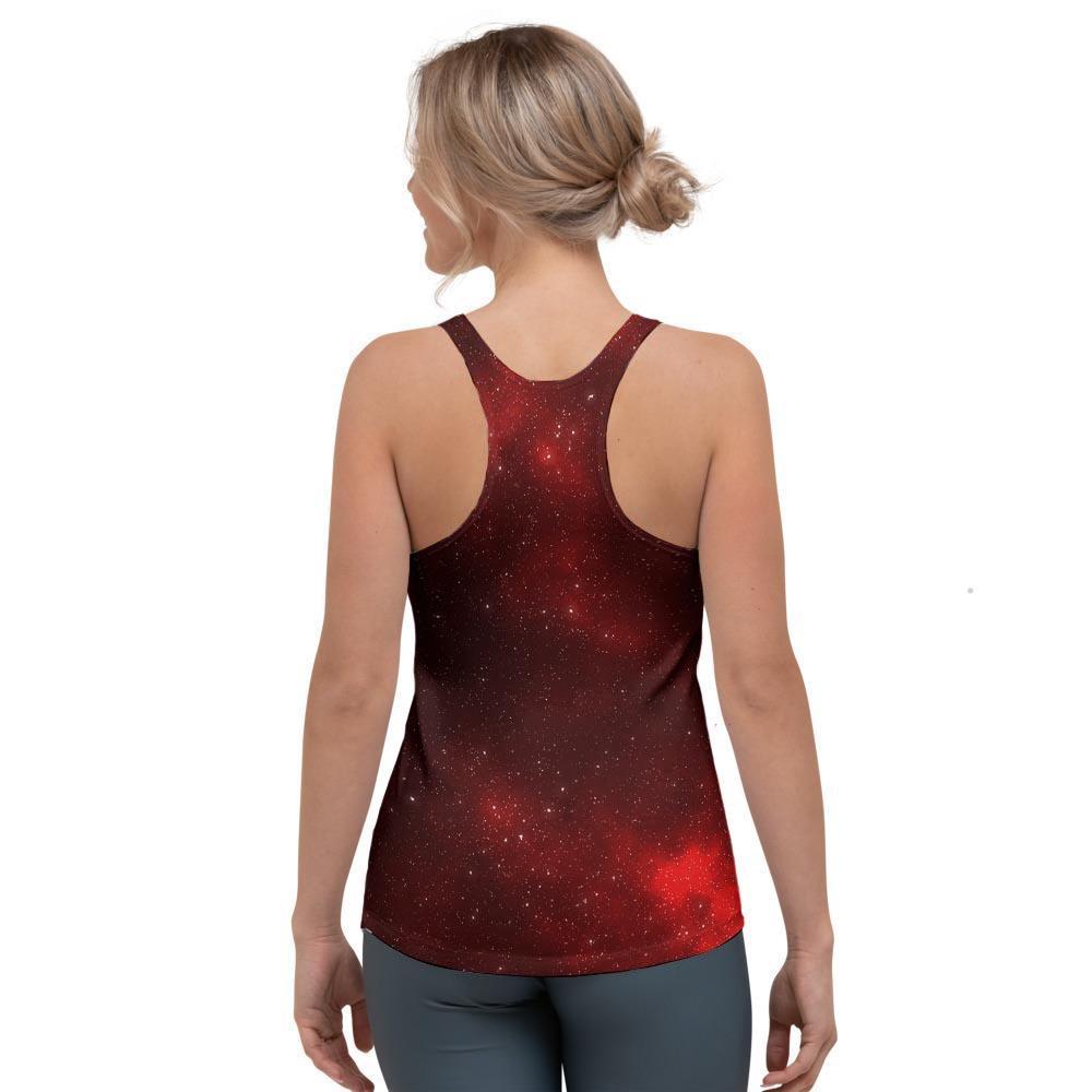Red Nebula Galaxy Space Women's Racerback Tank Top-grizzshop