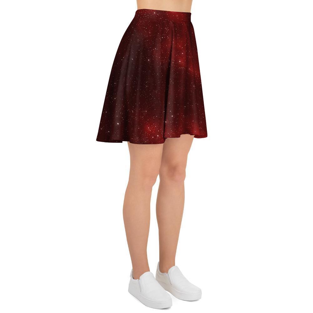 Red Nebula Galaxy Space Women's Skirt-grizzshop