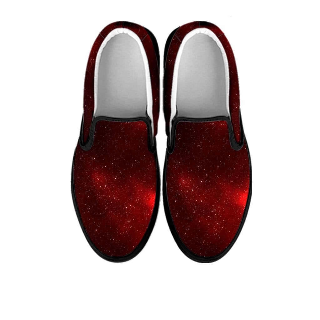 Red Nebula Galaxy Space Women's Slip On Sneakers-grizzshop