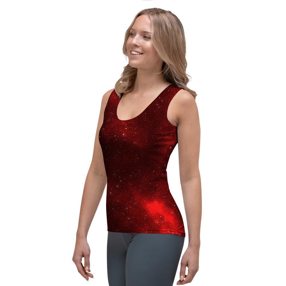 Red Nebula Galaxy Space Women's Tank Top-grizzshop