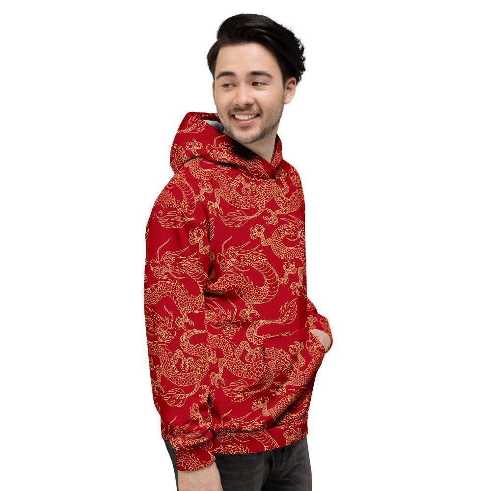 Red Oriental Chinese Dragon Men's Hoodie-grizzshop