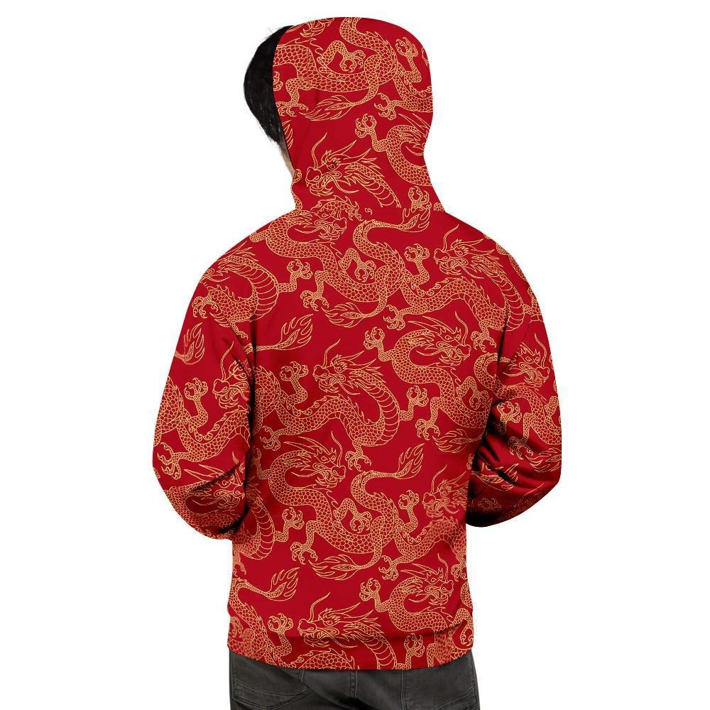 Red Oriental Chinese Dragon Men's Hoodie-grizzshop