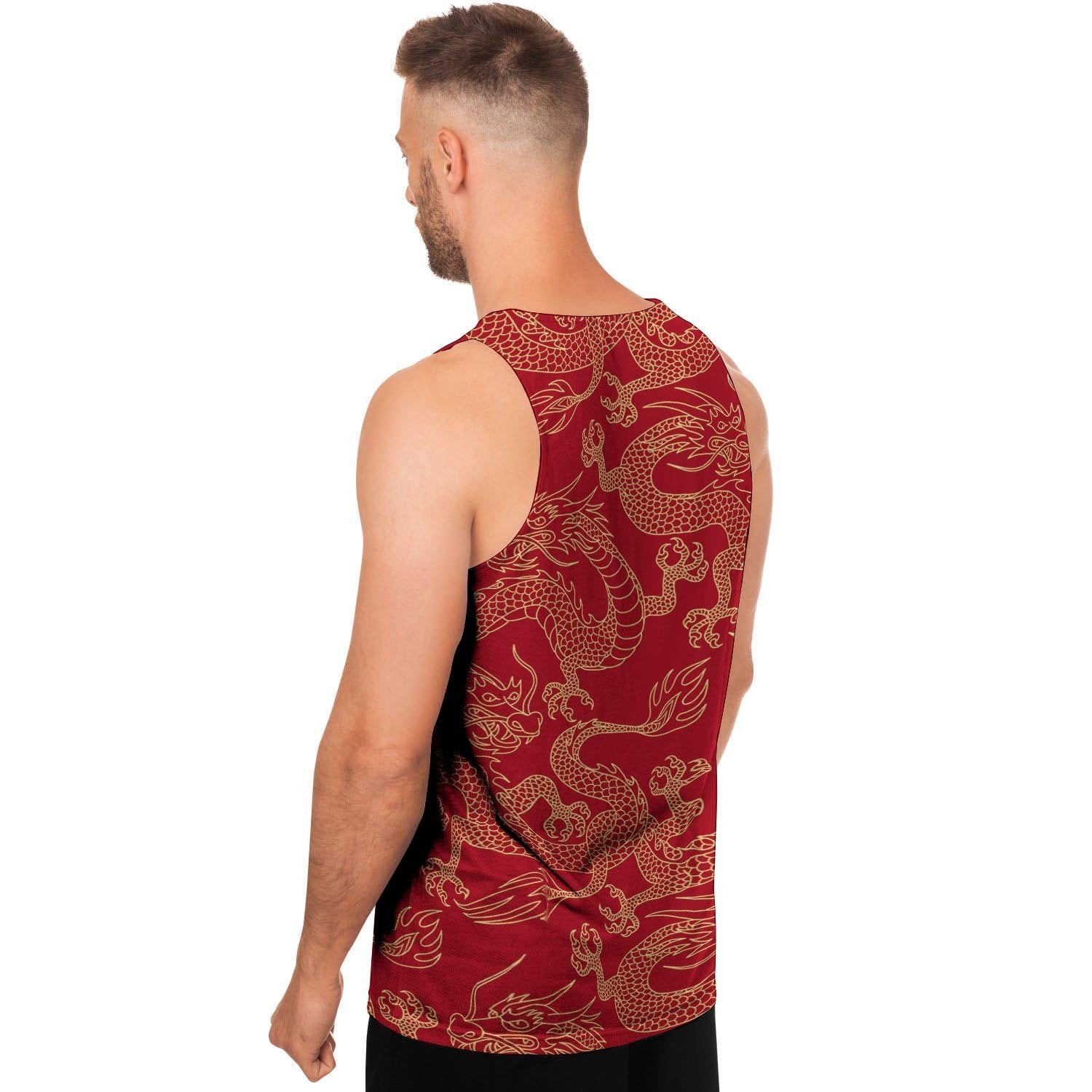 Red Oriental Chinese Dragon Men's Tank Tops-grizzshop