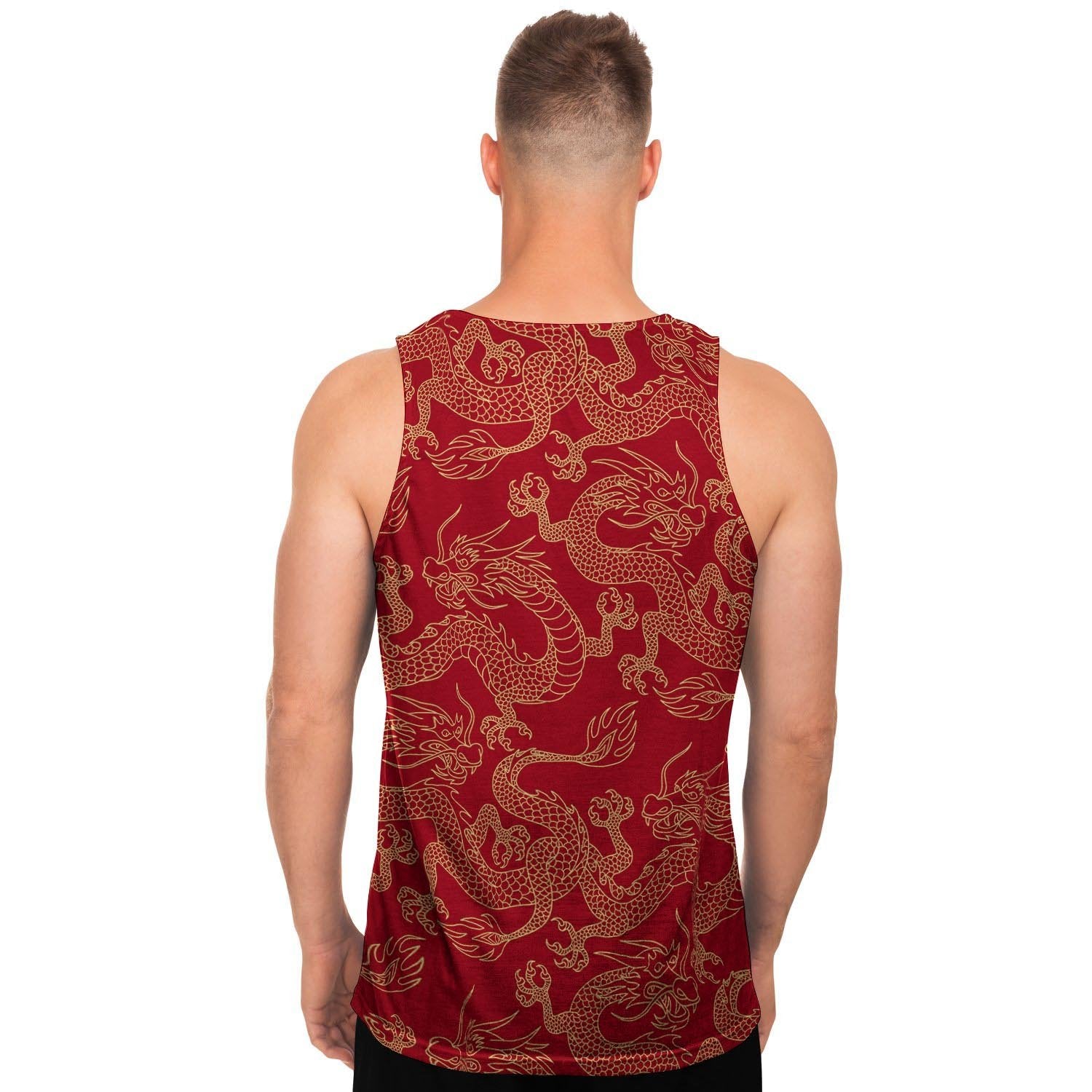 Red Oriental Chinese Dragon Men's Tank Tops-grizzshop