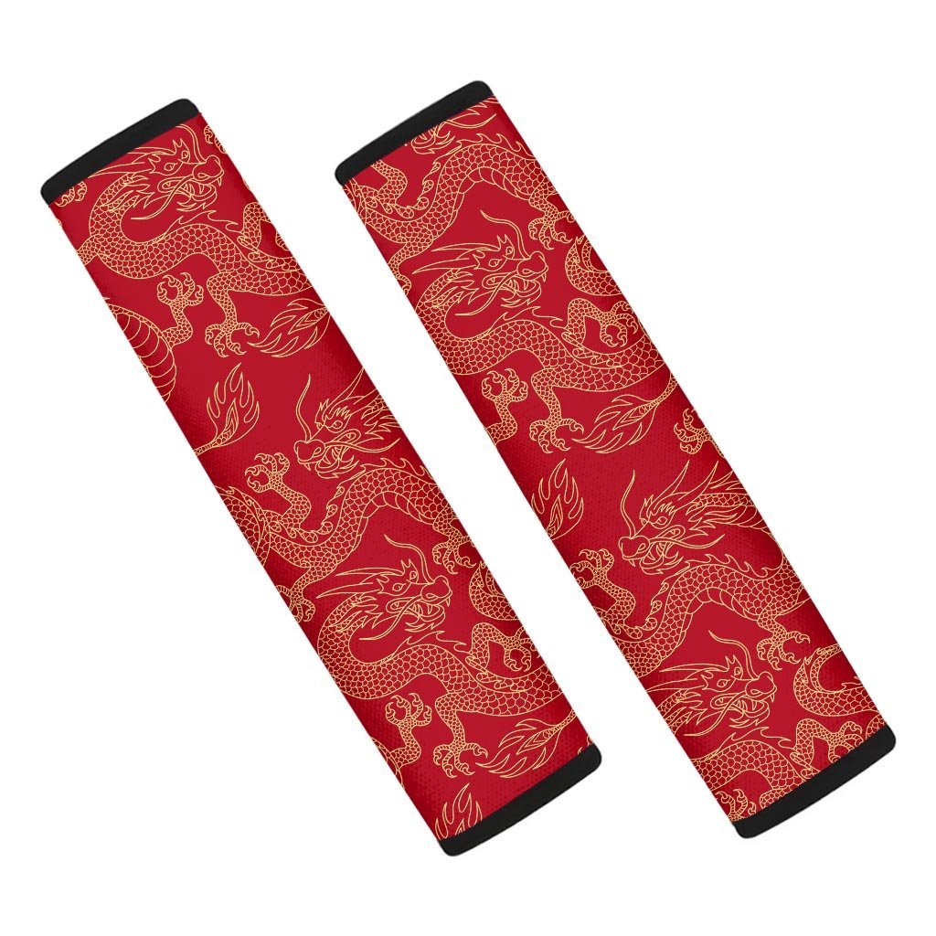 Red Oriental Chinese Dragon Seat Belt Cover-grizzshop