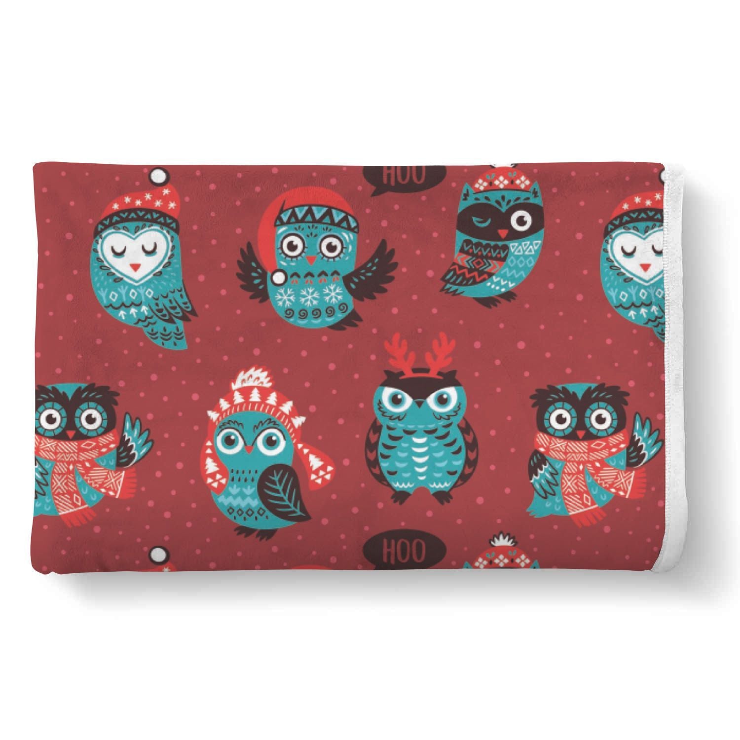 Red Owl Christmas Pattern Print Throw Blanket-grizzshop
