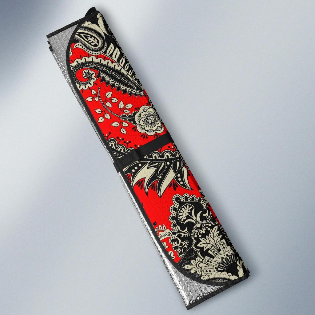 Red Paisley Pattern Print Car Sun Shade-grizzshop