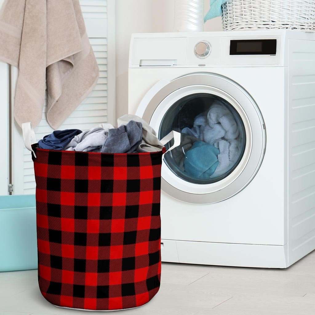 Red Plaid Laundry Basket-grizzshop