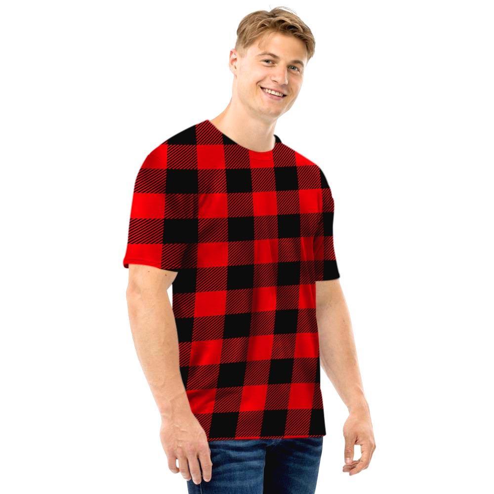Red Plaid Men T Shirt-grizzshop