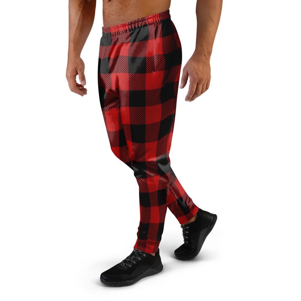 Red Plaid Men's Joggers-grizzshop