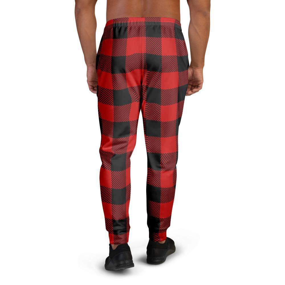 Red Plaid Men's Joggers-grizzshop