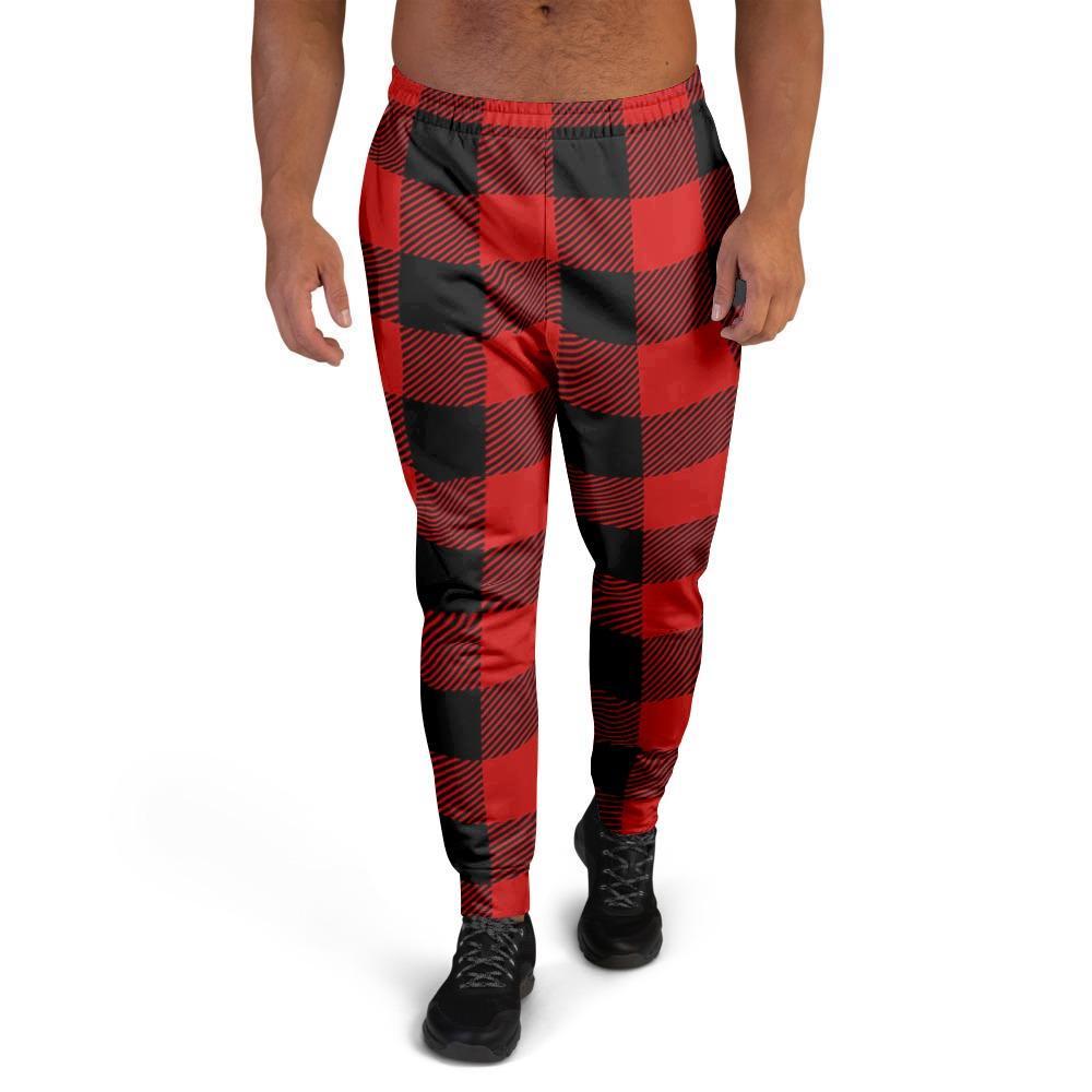 Red Plaid Men's Joggers-grizzshop