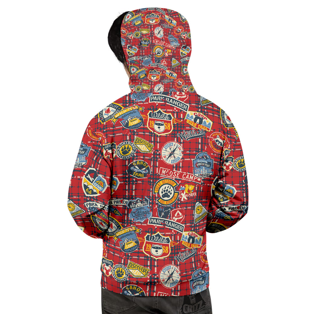 Red Plaid Mountain Camp Tartan Print Men's Hoodie-grizzshop