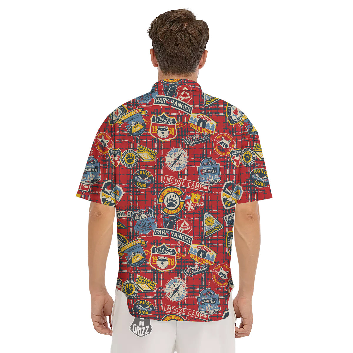 Red Plaid Mountain Camp Tartan Print Men's Short Sleeve Shirts-grizzshop