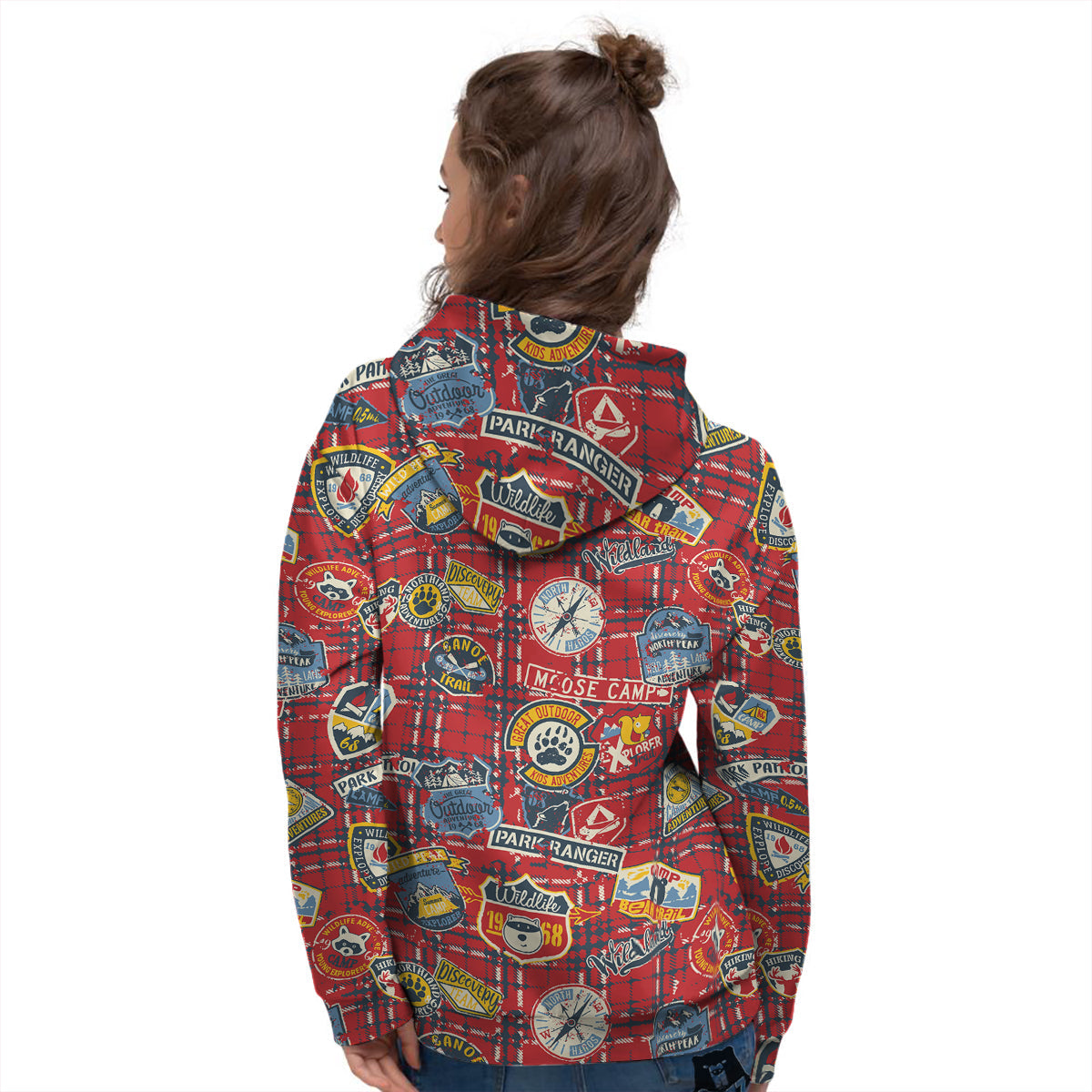 Red Plaid Mountain Camp Tartan Print Women's Hoodie-grizzshop