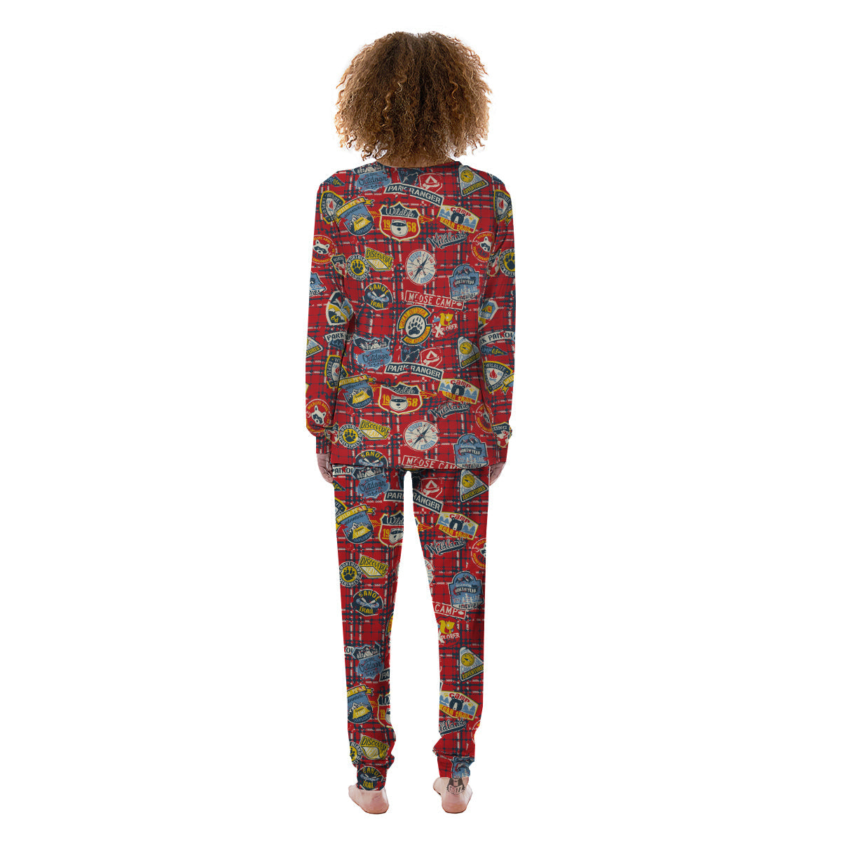 Red Plaid Mountain Camp Tartan Print Women's Pajamas-grizzshop