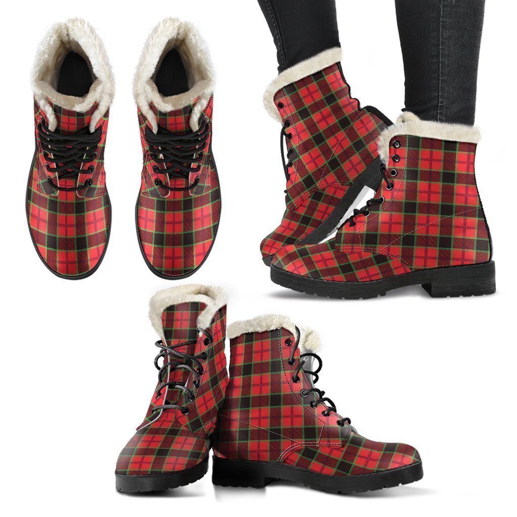 Red Plaid Scottish Royal Stewart Tartan Comfy Winter Boots-grizzshop