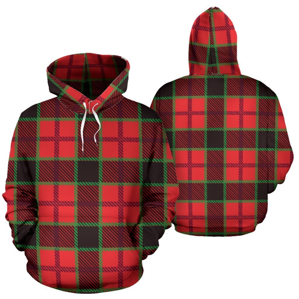 Red Plaid Scottish Royal Stewart Tartan Women Men Pullover Hoodie-grizzshop