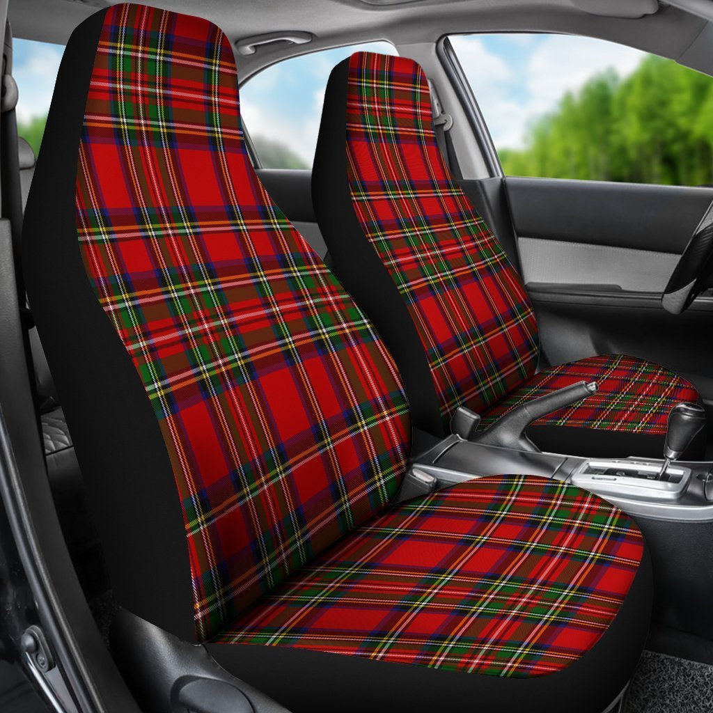 Red Plaid Tartan Car Seat Covers-grizzshop
