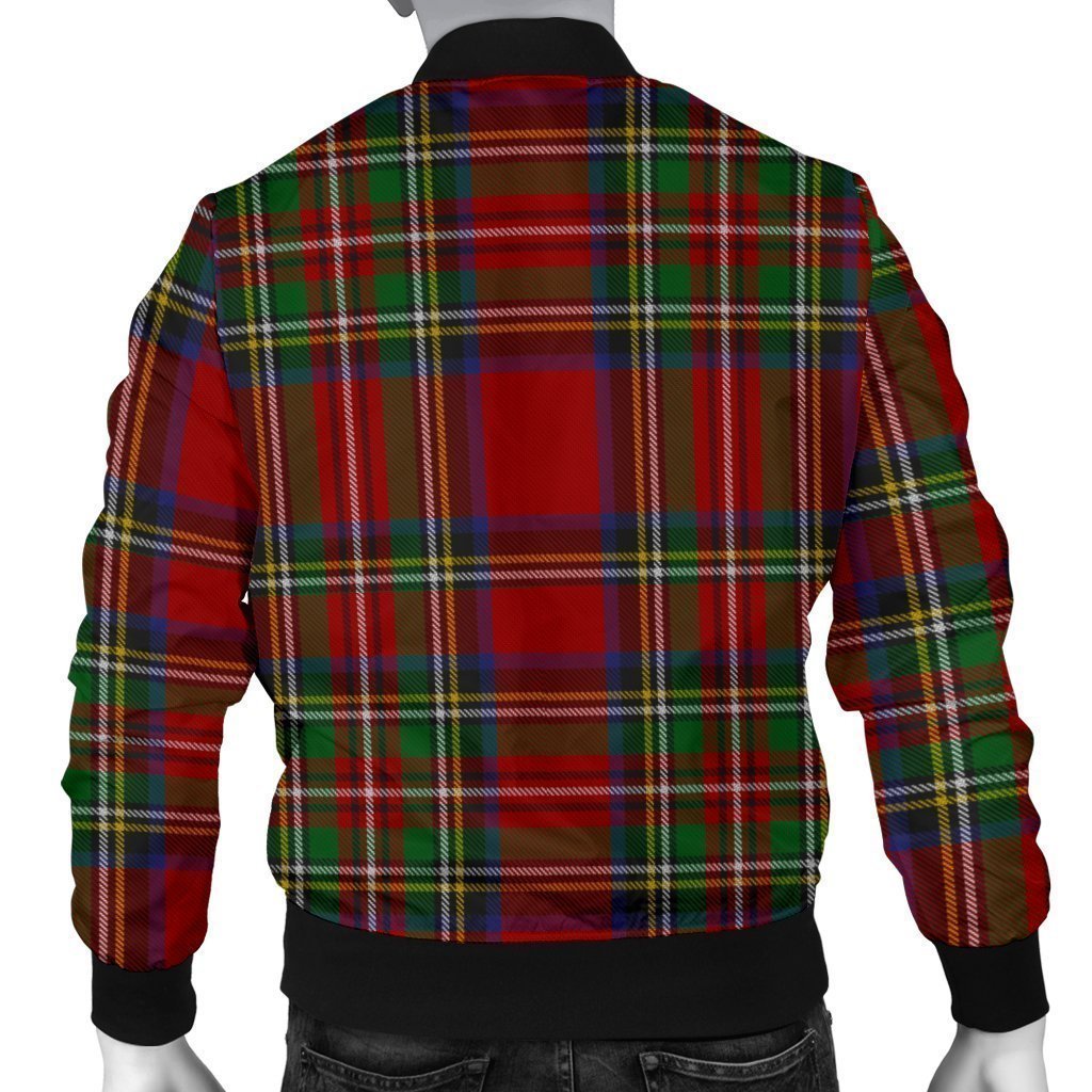 Red Plaid Tartan Men's Bomber Jacket-grizzshop