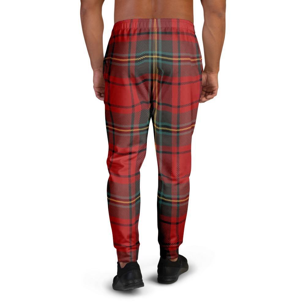Red Plaid Tartan Men's Joggers-grizzshop