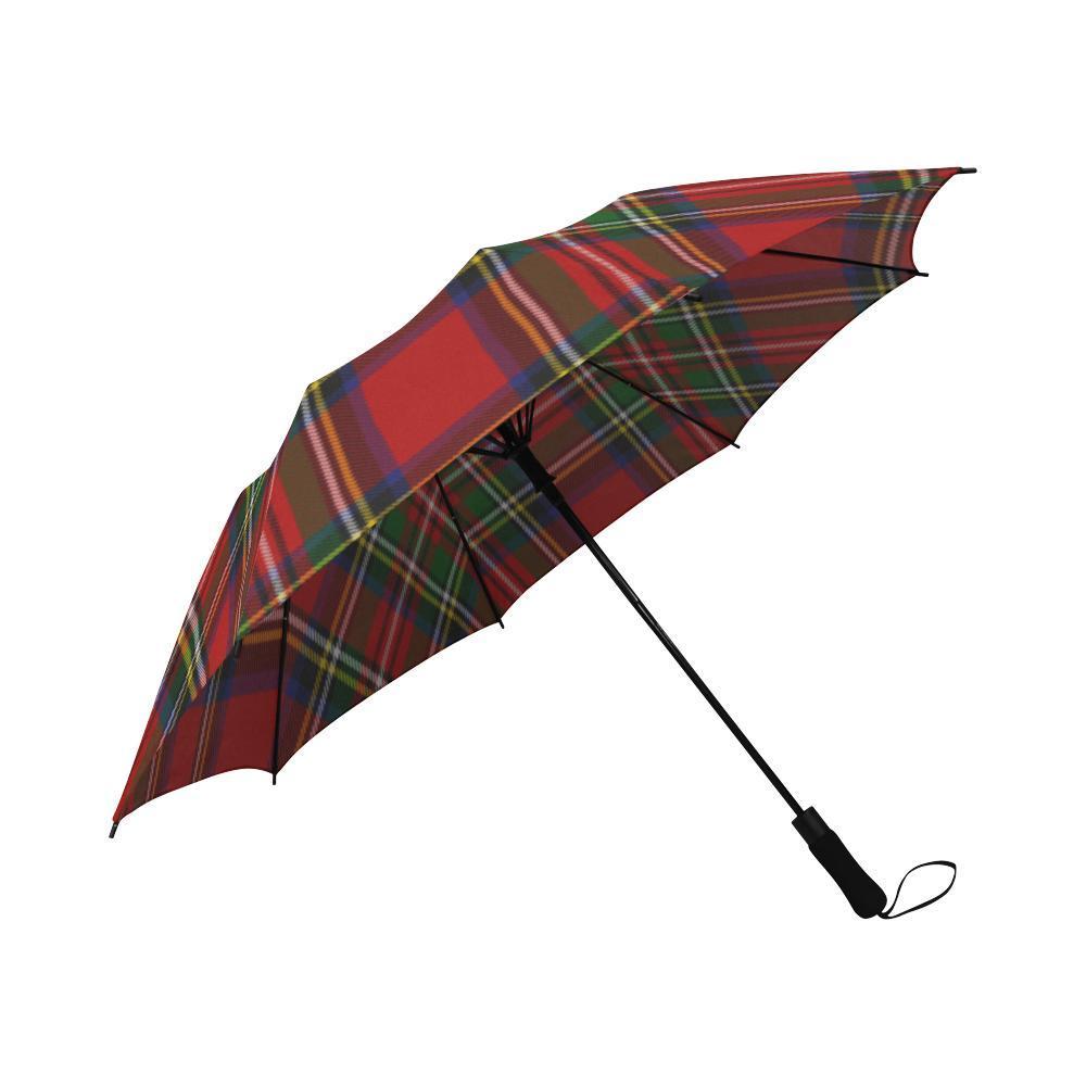 Red Plaid Tartan Pattern Foldable Umbrella-grizzshop