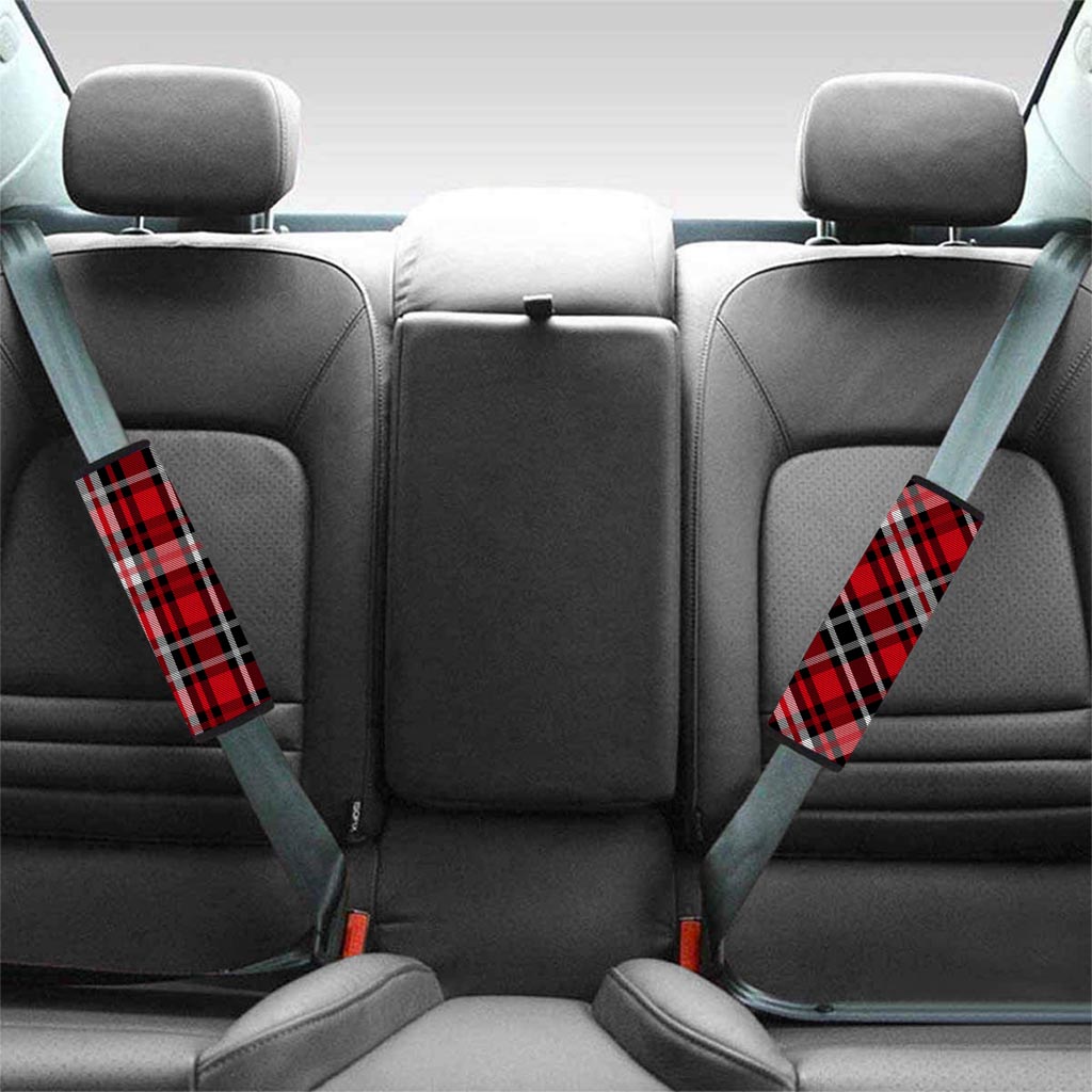 Red Plaid Tartan Print Seat Belt Cover-grizzshop