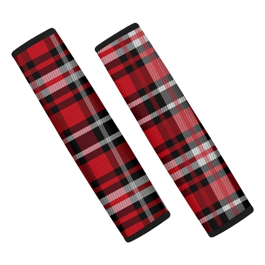 Red Plaid Tartan Print Seat Belt Cover-grizzshop