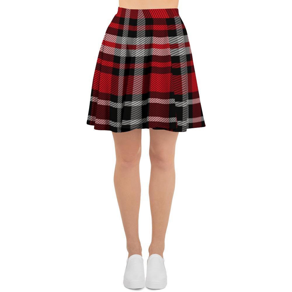 Red Plaid Tartan Print Women's Skirt-grizzshop