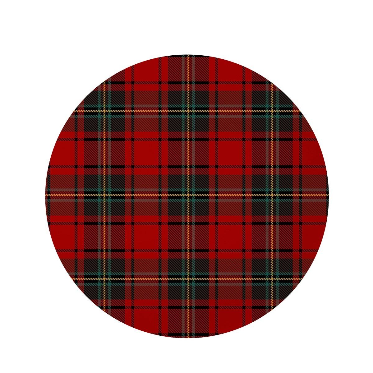 Red Plaid Tartan Round Rug-grizzshop