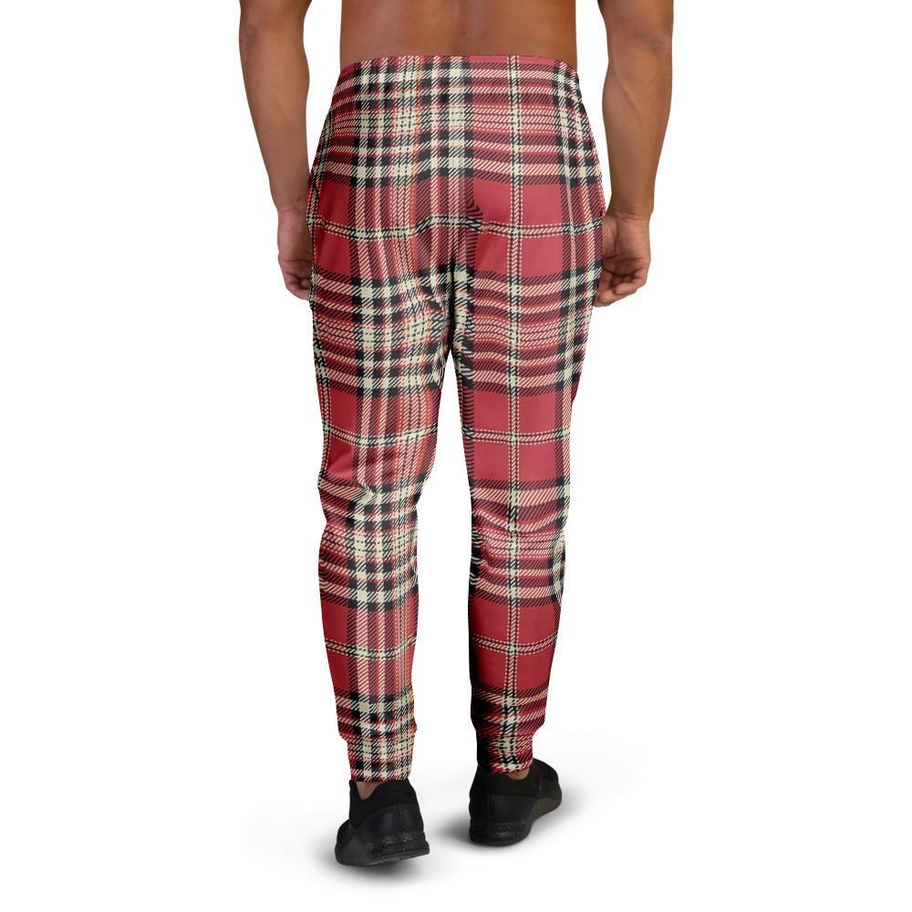 Red Plaid Tartan Scottish Men's Joggers-grizzshop