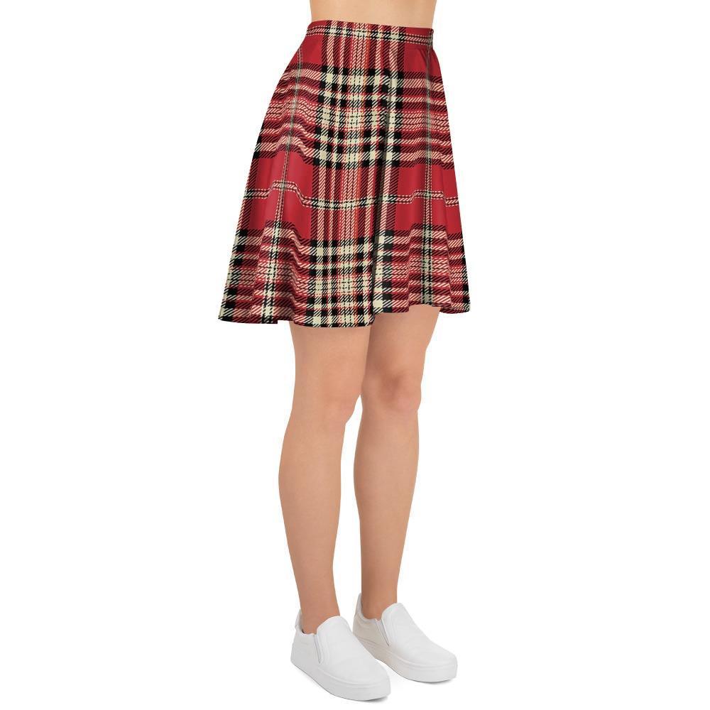 Red Plaid Tartan Scottish Women's Skirt-grizzshop