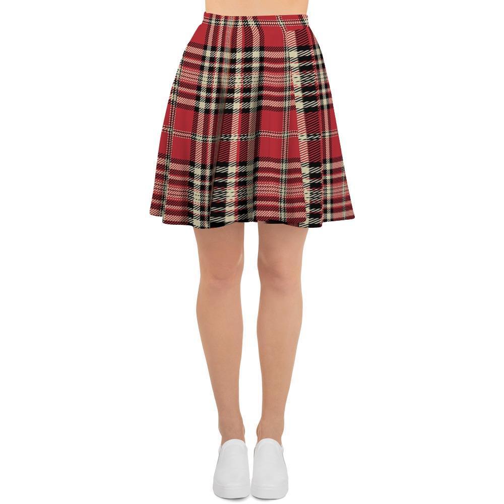 Red Plaid Tartan Scottish Women's Skirt-grizzshop