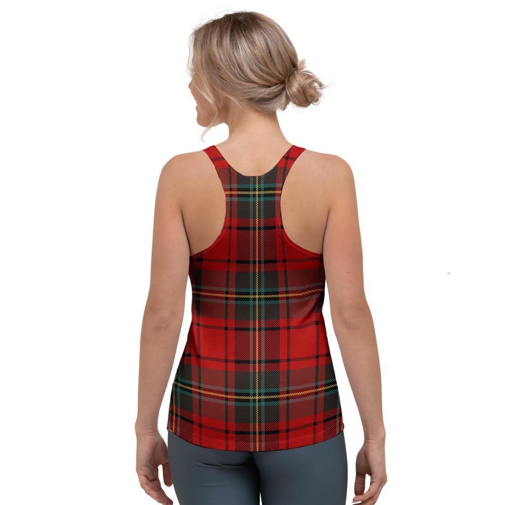 Red Plaid Tartan Women's Racerback Tank Top-grizzshop