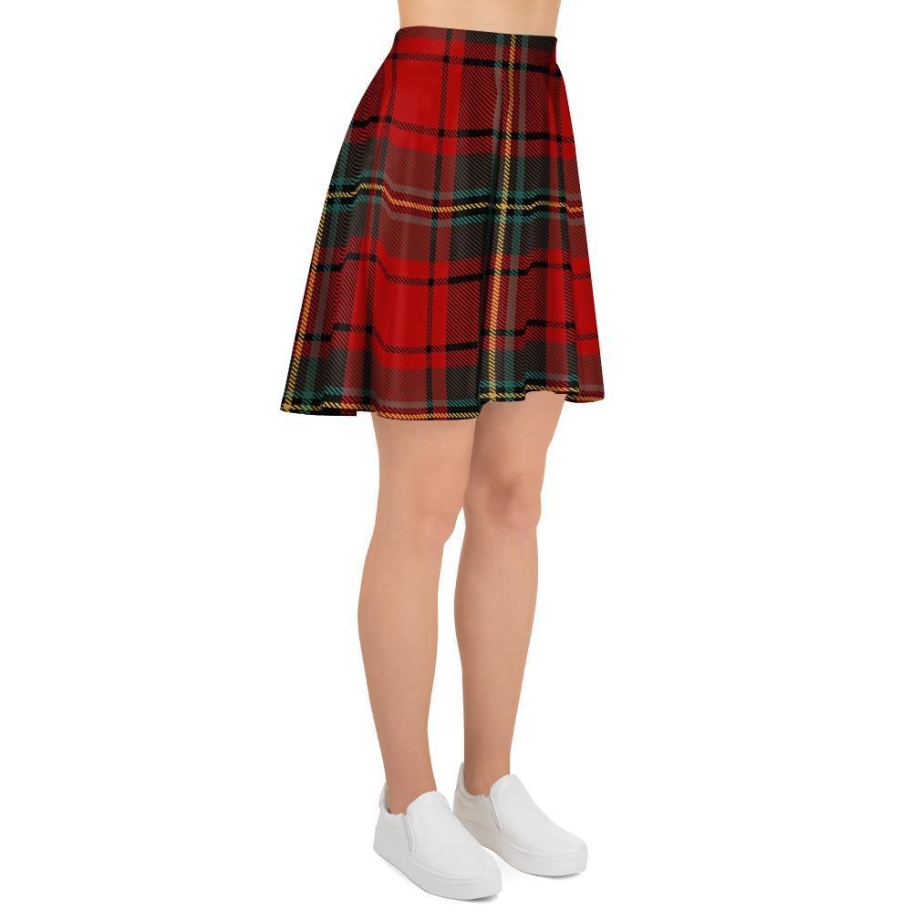Red Plaid Tartan Women's Skirt-grizzshop