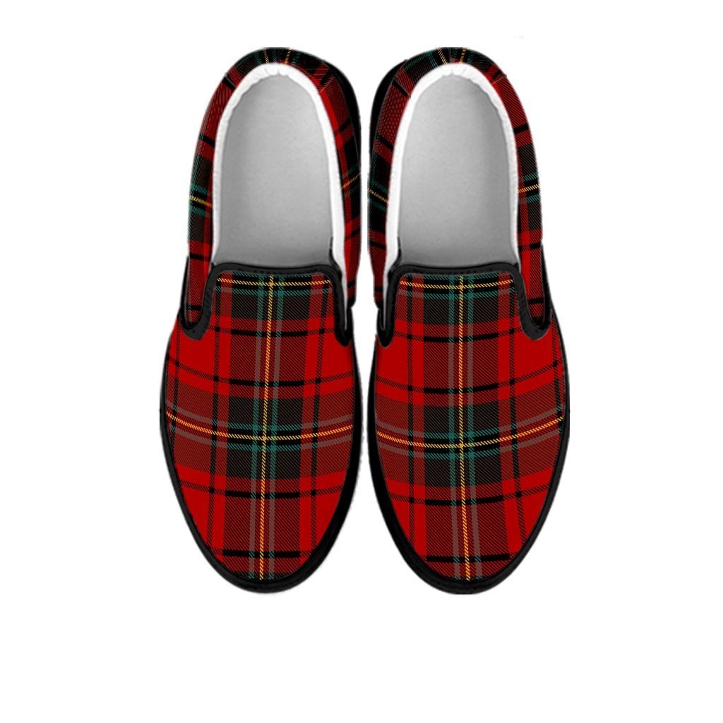 Red Plaid Tartan Women's Slip On Sneakers-grizzshop