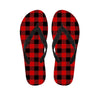 Red Plaid Women's Flip Flops-grizzshop