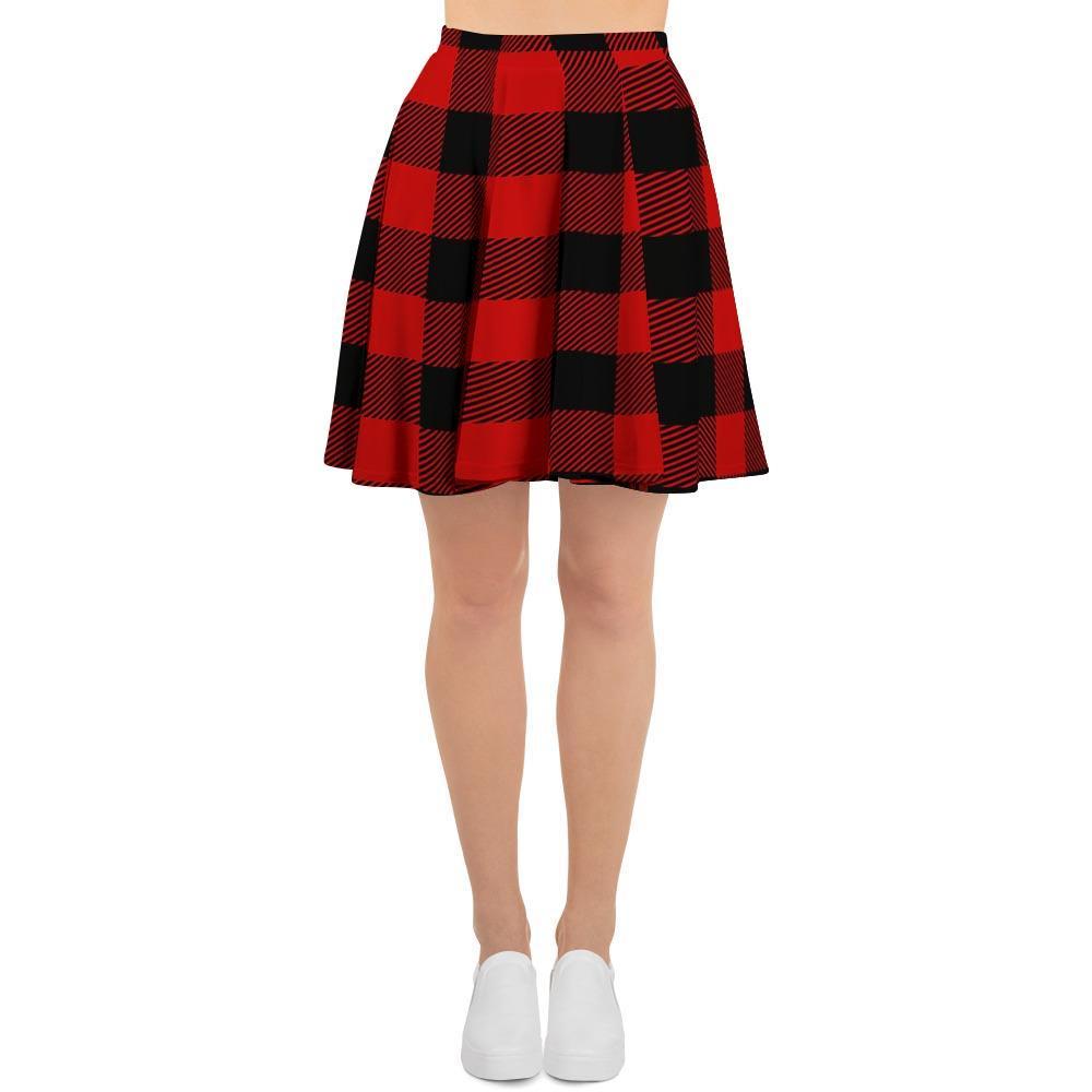 Red Plaid Women's Skirt-grizzshop