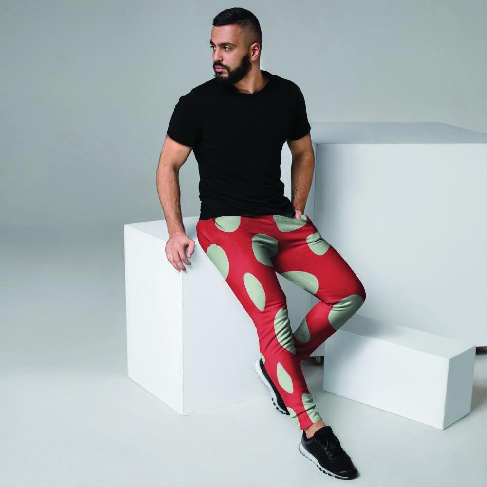 Red Polka Dot Men's Joggers-grizzshop