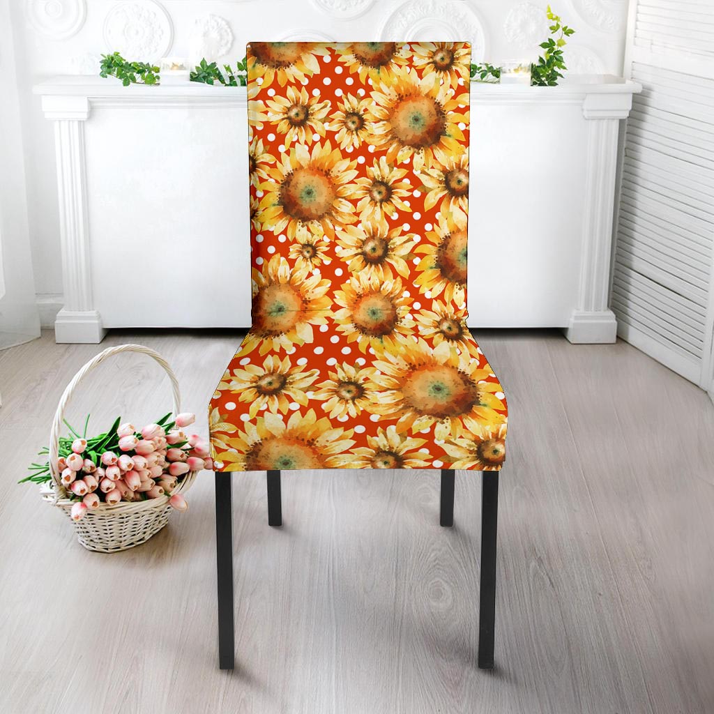 Red Polka Dot Sunflower Chair Cover-grizzshop