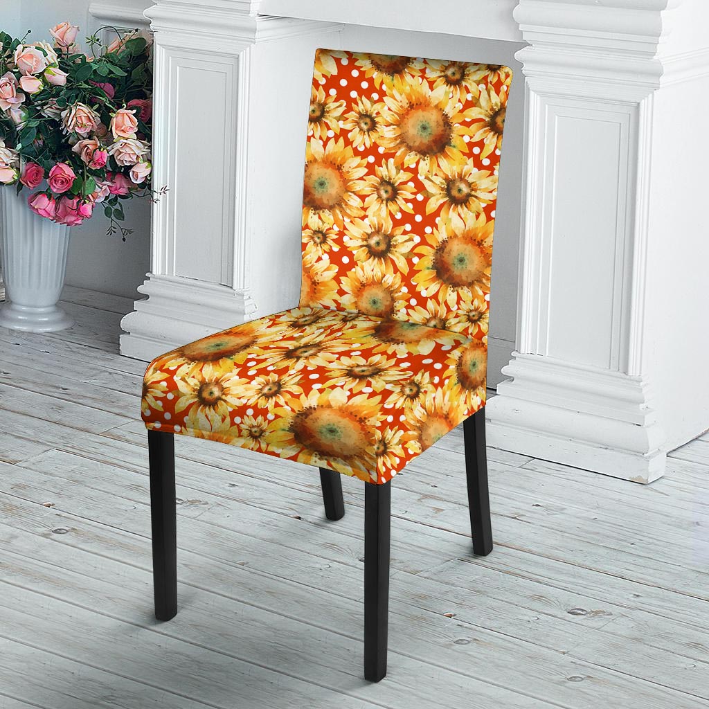 Red Polka Dot Sunflower Chair Cover-grizzshop