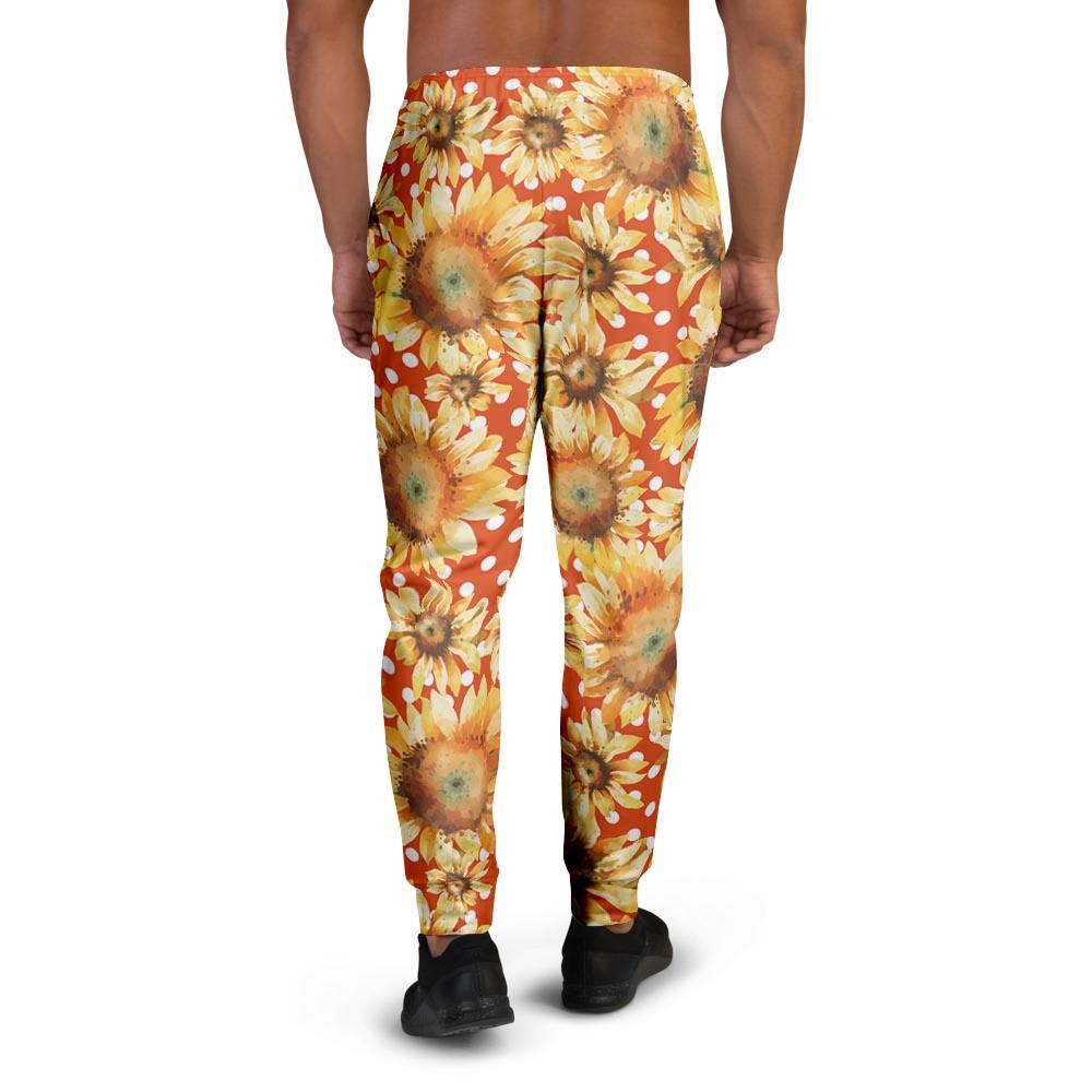Red Polka Dot Sunflower Men's Joggers-grizzshop